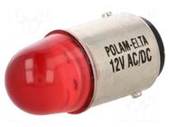 LED lamp; red; BA15D; 12VDC; 12VAC POLAM-ELTA