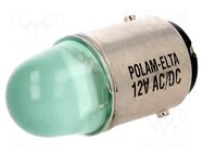 LED lamp; green; BA15D; 12VDC; 12VAC POLAM-ELTA