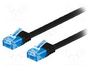 Patch cord; U/UTP; 6a; stranded; Cu; PVC; black; 1m; 32AWG Goobay