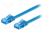 Patch cord; U/UTP; 6a; stranded; Cu; PVC; blue; 3m; 32AWG; flat cable Goobay