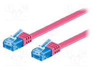 Patch cord; U/UTP; 6a; stranded; Cu; PVC; pink; 2m; 32AWG; flat cable Goobay