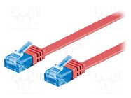 Patch cord; U/UTP; 6a; stranded; Cu; PVC; red; 2m; 32AWG; flat cable Goobay