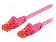 Patch cord; U/UTP; 6; stranded; CCA; PVC; pink; 0.25m; 24AWG Goobay