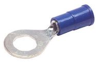 TERMINAL, RING TONGUE, 1/4IN, CRIMP BLUE