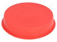 Plugs; Body: red; Out.diam: 128mm; H: 25mm; Mat: LDPE; push-in; round 