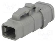 Connector: wire-wire; plug; female; DTM; for cable; PIN: 4; grey DEUTSCH