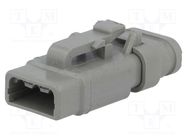 Connector: wire-wire; plug; female; DTM; for cable; PIN: 3; grey DEUTSCH