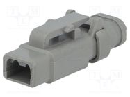 Connector: wire-wire; plug; female; DTM; for cable; PIN: 2; grey DEUTSCH