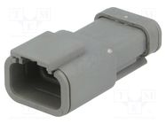 Connector: wire-wire; plug; male; DTM; for cable; PIN: 3; grey; IP68 DEUTSCH