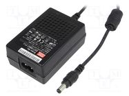 Power supply: switching; 48VDC; 0.375A; Out: 5,5/2,1; 18W; -30÷70°C MEAN WELL