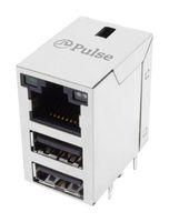 STACKED CONN, R/A RJ45 W/USB JACK, 3X1