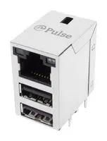 STACKED CONN, R/A RJ45 W/USB JACK, 3X1