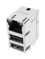 STACKED CONN, R/A RJ45 W/USB JACK, 3X1