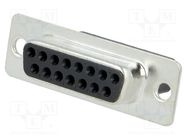 D-Sub; PIN: 15; plug; female; for cable; Type: w/o contacts; 3A; 250V MH CONNECTORS