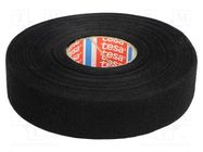 Tape: textile; W: 25mm; L: 25m; Thk: 0.3mm; Automotive; black; 105°C TESA