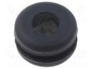 Grommet; Ømount.hole: 9mm; Øhole: 6mm; caoutchouc; black; -30÷90°C 