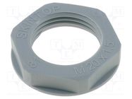 Nut; M20; polyamide; UL94V-2; 27mm; grey; -20÷100°C; Thread: metric LAPP