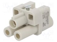 Connector: HDC; contact insert; female; S-Q2/0; PIN: 3; 2+PE; 40A 