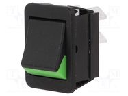 ROCKER; DPST; Pos: 2; ON-OFF; 16A/250VAC; black-green; none; 1350 BULGIN