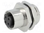 Connector: M12; socket; PIN: 4; female; D code-Ethernet; soldering AMPHENOL LTW