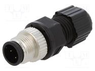 Connector: M12; plug; PIN: 4; male; D code-Ethernet; for cable; 250V AMPHENOL LTW