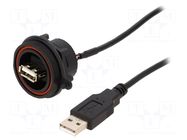 Cable; USB Buccaneer; USB A socket-front,USB A plug; 0.5m; IP68 BULGIN