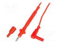 Test lead; 20A; probe tip,banana plug 4mm; with protection; red ELECTRO-PJP