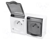 Connector: AC supply; socket; 2P+PE; 250VAC; 16A; white; wall mount PAWBOL