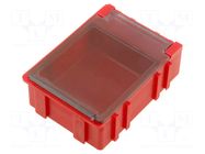 Container: box; with flap; ESD; red,transparent; 57.4x42.3x21mm LICEFA