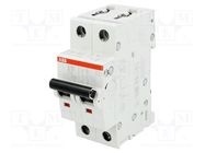 Circuit breaker; 230/400VAC; Inom: 10A; Poles: 2; Charact: B; 6kA ABB