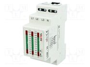 Module: voltage indicator; 3x230VAC; IP20; for DIN rail mounting 