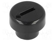 Knob; miniature; plastic; Øshaft: 6mm; Ø12x4.5mm; black; push-in SR PASSIVES