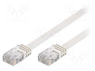 Patch cord; U/UTP; 5e; stranded; CCA; PVC; white; 0.5m; flat cable Goobay