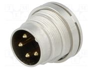 Connector: M16; socket; male; soldering; PIN: 4; 5A; 250V; IP40 