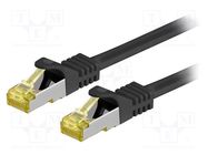 Patch cord; S/FTP; 6a; stranded; Cu; LSZH; black; 0.5m; 26AWG Goobay