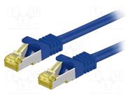 Patch cord; S/FTP; 6a; stranded; Cu; LSZH; blue; 10m; 26AWG Goobay