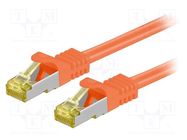 Patch cord; S/FTP; 6a; stranded; Cu; LSZH; orange; 0.25m; 26AWG Goobay