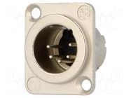 Connector: XLR; socket; male; PIN: 5; soldering; silver; 7.5A; 1mm2 NEUTRIK