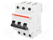 Circuit breaker; 400VAC; Inom: 16A; Poles: 3; Charact: B; 10kA; IP20 ABB