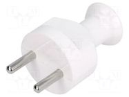 Connector: AC supply; male; plug; 2P; 230VAC; 16A; Type: round; white PLASTROL