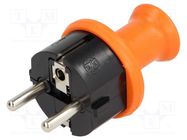 Connector: AC supply; male; plug; 2P+PE; 230VAC; 16A; orange; PIN: 3 