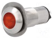 Indicator: LED; flat; red; 24VDC; Ø13mm; IP67; connectors 2,8x0,8mm MARL