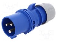 Connector: AC supply; plug; male; 16A; 230VAC; IEC 60309; IP44 PCE