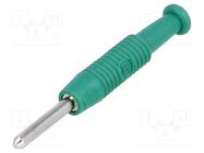 Connector: 2mm banana; plug; 6A; 60VDC; green; nickel plated; 6mΩ HIRSCHMANN T&M