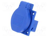 Connector: AC supply; socket; 2P+PE; 250VAC; 16A; blue; PIN: 3 PCE