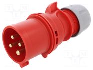 Connector: AC supply 3-phase; plug; male; 32A; 400VAC; IEC 60309 PCE