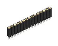 PCB RCPT, 15POS, 1ROW, 2.54MM, PRESS FIT
