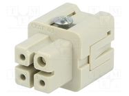 Connector: HDC; contact insert; female; CKS; PIN: 4; 3+PE; 10A; 400V ILME