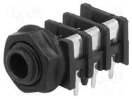 Connector: Jack 6,3mm; socket; female; stereo,with earthing; THT CLIFF