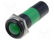 Indicator: LED; recessed; green; 230VAC; Ø22.2mm; IP67; metal 